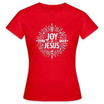 La joie en Jésus - T-shirt Femme - rouge - Devant - AI Model Female 172 dark (172cm)