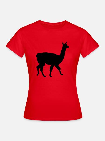 Lama Alpaga Silhouette Drôle Pas de Drame Lama - T-shirt Femme - rouge