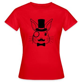 Monocle Cylindre Lapin Monsieur - T-shirt Femme - rouge - Devant - AI Model Female 172 dark (172cm)