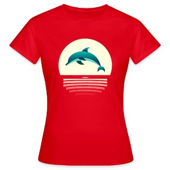 Delfin im Sprung - Frauen T-Shirt - Rot - Vorne - AI Model Female 172 dark (172cm)