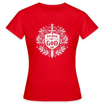L’armure de Dieu sur - T-shirt Femme - rouge - Devant - AI Model Female 172 dark (172cm)