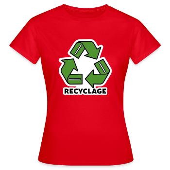 Recyclage - T-shirt Femme - rouge - Devant - AI Model Female 172 dark (172cm)