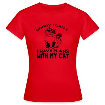 désolé je ne peux pas avoir de plans avec mon chat - T-shirt Femme - rouge - Devant - AI Model Female 172 dark (172cm)