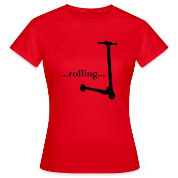 E-Scooter Roller Scooter - T-shirt Femme - rouge - Devant - AI Model Female 172 dark (172cm)