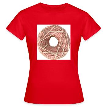 Tricotez ! Fait à la main avec une aiguille et du fil. - T-shirt Femme - rouge - Devant - AI Model Female 172 dark (172cm)