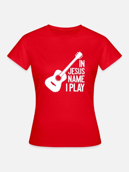 Gottesdienst mit Gitarre - Frauen T-Shirt - Rot