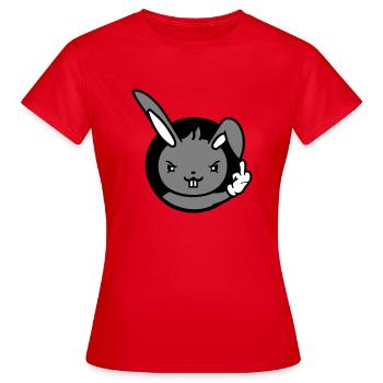Lapin Majeur Montrer Méchant Coquin Insultant - T-shirt Femme - rouge - Devant - AI Model Female 172 dark (172cm)