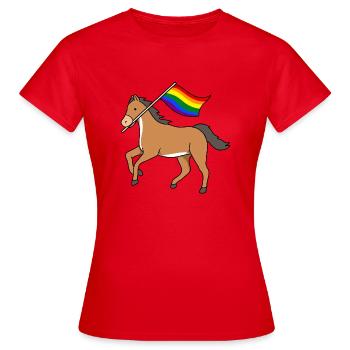 LGBT Gay Pride Cheval Gay Pride - T-shirt Femme - rouge - Devant - AI Model Female 172 dark (172cm)