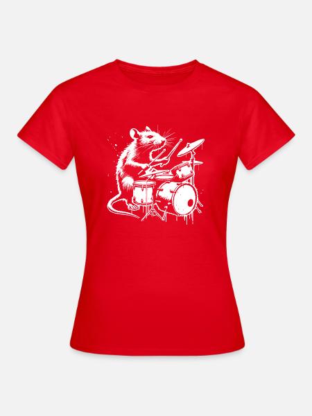 Ratte spielt Schlagzeug. - Frauen T-Shirt - Rot