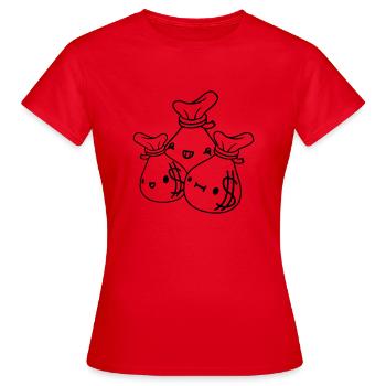 Comic Geldsäcke Freunde Team - Frauen T-Shirt - Rot - Vorne - AI Model Female 172 dark (172cm)