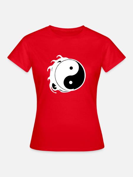 Ying YangWeiß - Frauen T-Shirt - Rot