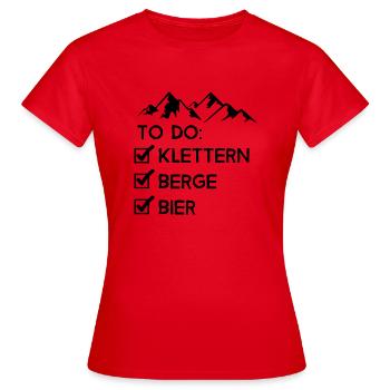 LISTE - Klettern, Berge, Bier - - Frauen T-Shirt - Rot - Vorne - AI Model Female 172 dark (172cm)