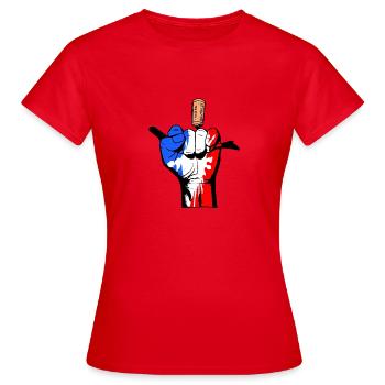 Hand blau weiß rot - Frauen T-Shirt - Rot - Vorne - AI Model Female 172 dark (172cm)
