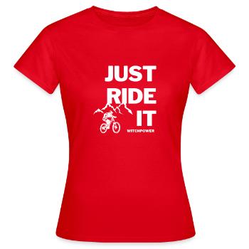 JUST RIDE IT -Downhill - Frauen T-Shirt - Rot - Vorne - AI Model Female 172 dark (172cm)