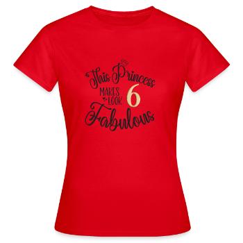 Cadeau d’anniversaire, Anniversaire de la Reine, Numéro, Or, Reine - T-shirt Femme - rouge - Devant - AI Model Female 172 dark (172cm)
