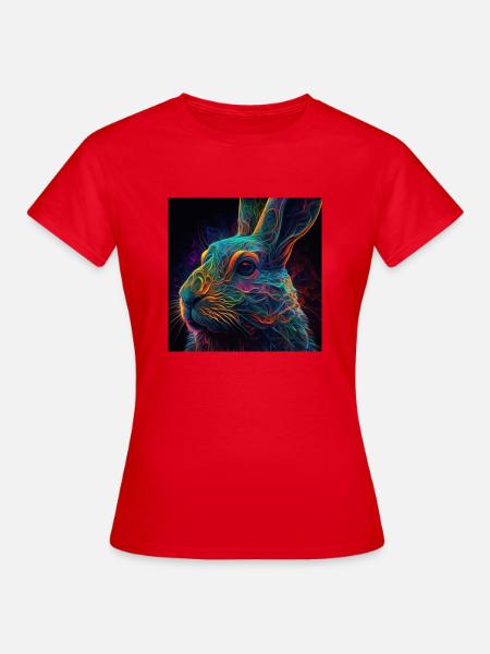 Farbiger Hase, einzigartiges Design - Frauen T-Shirt - Rot