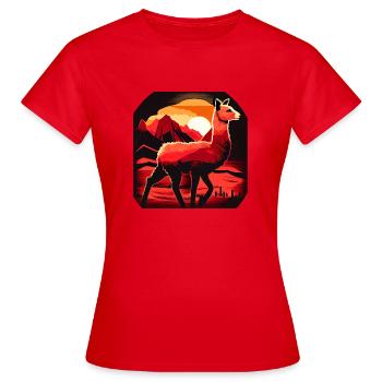 Montagnes du coucher de soleil de Cria Lama - T-shirt Femme - rouge - Devant - AI Model Female 172 dark (172cm)
