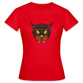 Chat effrayé - T-shirt Femme - rouge - Devant - AI Model Female 172 dark (172cm)
