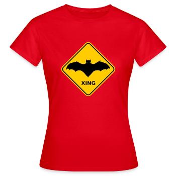 Warnschild "Wildwechsel Fledermäuse / Bats Xing" - Frauen T-Shirt - Rot - Vorne - AI Model Female 172 dark (172cm)