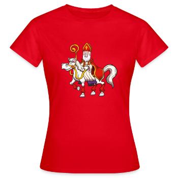 Saint Nicolas à cheval - T-shirt Femme - rouge - Devant - AI Model Female 172 dark (172cm)