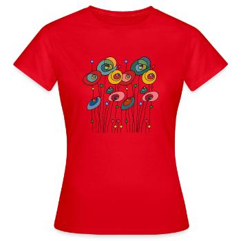 Blumen - Frauen T-Shirt - Rot - Vorne - AI Model Female 172 dark (172cm)