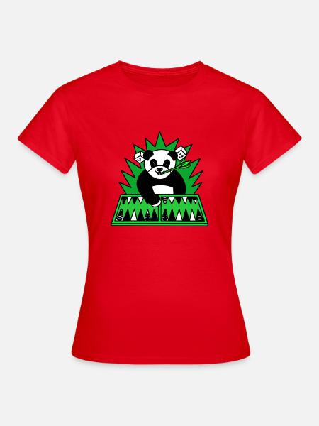 Lustiger Panda spielt Backgammon - Frauen T-Shirt - Rot