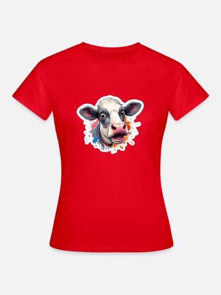 kuhkopf erschrocken - Frauen T-Shirt - Rot