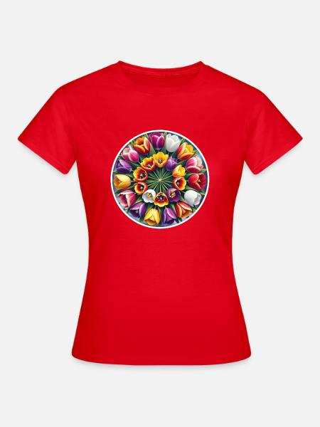 Tulpenkranz bunt - Frauen T-Shirt - Rot