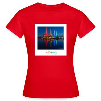 Buntes Kraftwerk Wolfsburg - Frauen T-Shirt - Rot - Vorne - AI Model Female 172 dark (172cm)