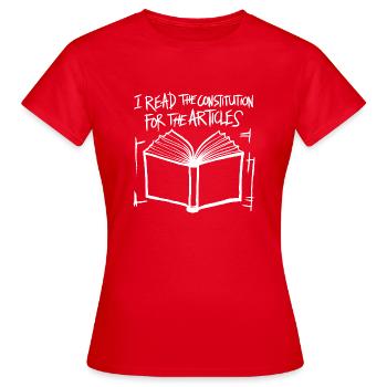 L’histoire avec humour – Pour tous les lecteurs d’articles - T-shirt Femme - rouge - Devant - AI Model Female 172 dark (172cm)