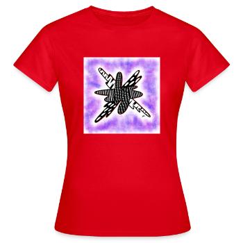 Kreativ gemusterter Klecks auf violett - Frauen T-Shirt - Rot - Vorne - AI Model Female 172 dark (172cm)