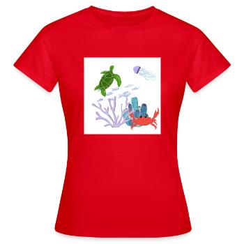 Récif corallien - T-shirt Femme - rouge - Devant - AI Model Female 172 dark (172cm)