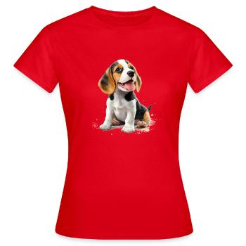 Beagle Welpe - Frauen T-Shirt - Rot - Vorne - AI Model Female 172 dark (172cm)