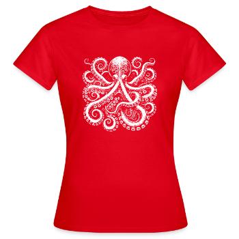Schwarzer Krake - Frauen T-Shirt - Rot - Vorne - AI Model Female 172 dark (172cm)