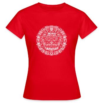 Techno Music Logo - Frauen T-Shirt - Rot - Vorne - AI Model Female 172 dark (172cm)