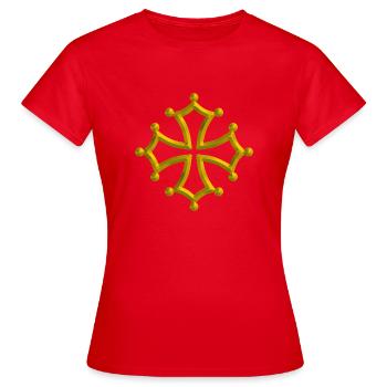 croix occitane - T-shirt Femme - rouge - Devant - AI Model Female 172 dark (172cm)