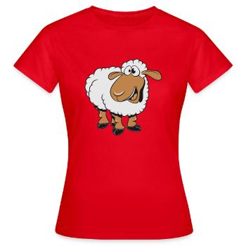 Schaf verrueckt Weide fressen doof gras Herde sues - Frauen T-Shirt - Rot - Vorne - AI Model Female 172 dark (172cm)