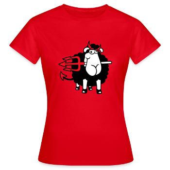 Mouton Diable Satan Enfer Mal Trident Cornes Cool - T-shirt Femme - rouge - Devant - AI Model Female 172 dark (172cm)