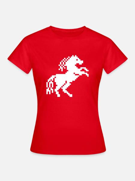 Wildes Pferd - Pixelkunst - Frauen T-Shirt - Rot
