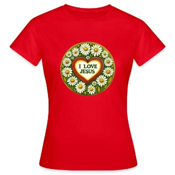 J’aime Jésus - T-shirt Femme - rouge - Devant - AI Model Female 172 dark (172cm)