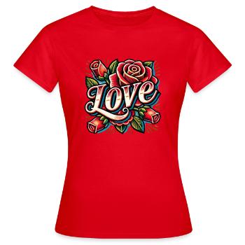Roses d’amour Art floral romantique - T-shirt Femme - rouge - Devant - AI Model Female 172 dark (172cm)