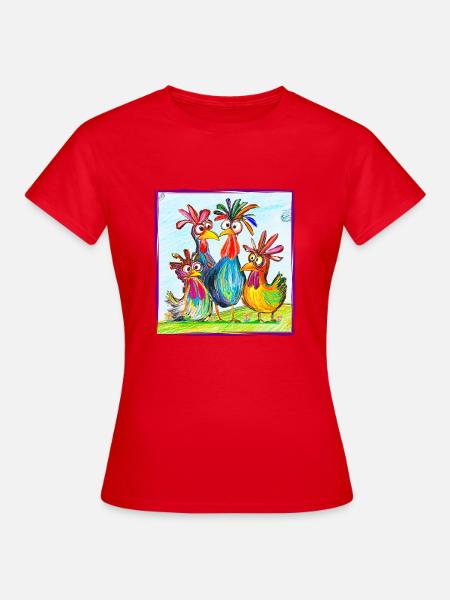 Lustige Hühner - Frauen T-Shirt - Rot