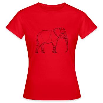 Art au trait fin de l’éléphant - T-shirt Femme - rouge - Devant - AI Model Female 172 dark (172cm)
