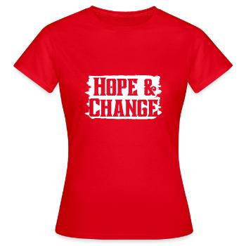 Spruch "Hope and Change" - T-shirt Femme - rouge - Devant - AI Model Female 172 dark (172cm)