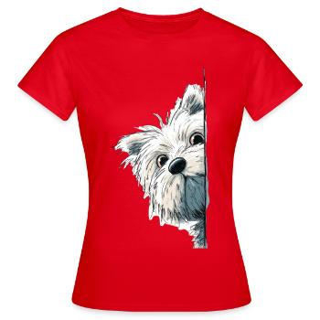 Westie Terrier Spieur Mignon Amoureux des Chiens Produits dérivés - T-shirt Femme - rouge - Devant - AI Model Female 172 dark (172cm)