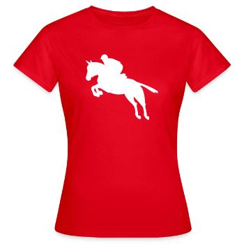 saut d'obstacles, cheval de saut, cheval - T-shirt Femme - rouge - Devant - AI Model Female 172 dark (172cm)