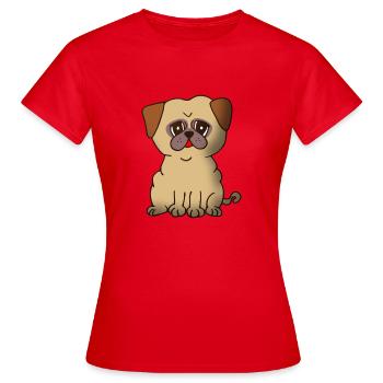 pug - Women's T-Shirt - red - Front - AI Model Female 172 dark (172cm)