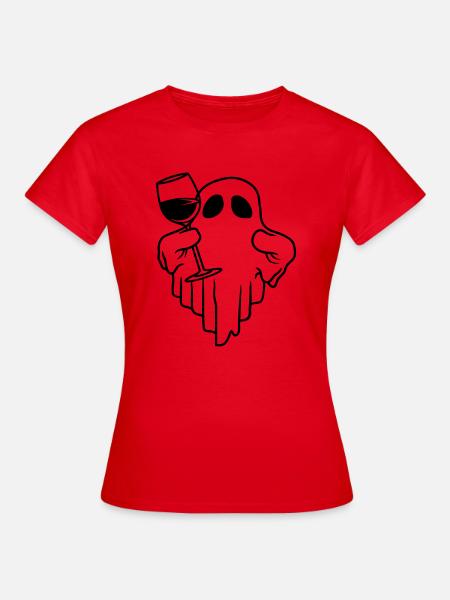 Comic Wein trinkender Geist - Frauen T-Shirt - Rot