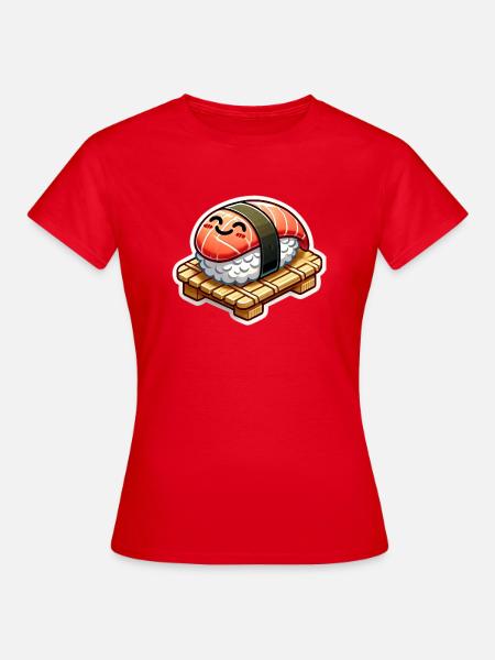 Frohes Kawaii Sushi - Frauen T-Shirt - Rot
