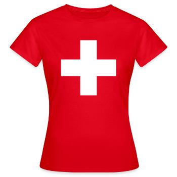 Schweiz Flagge Heimat Urlaub Geschenk - Frauen T-Shirt - Rot - Vorne - AI Model Female 172 dark (172cm)